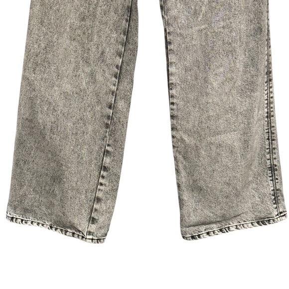 Zara Faded Black Wide Leg High Waist 100% Cotton Denim Jeans size 2 - Picture 4 of 9